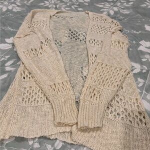 Cream Knit Women's Cardigan To The Knee